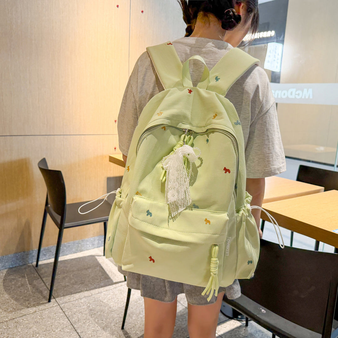 Stylish Floral-Embellished Backpack Bowlift