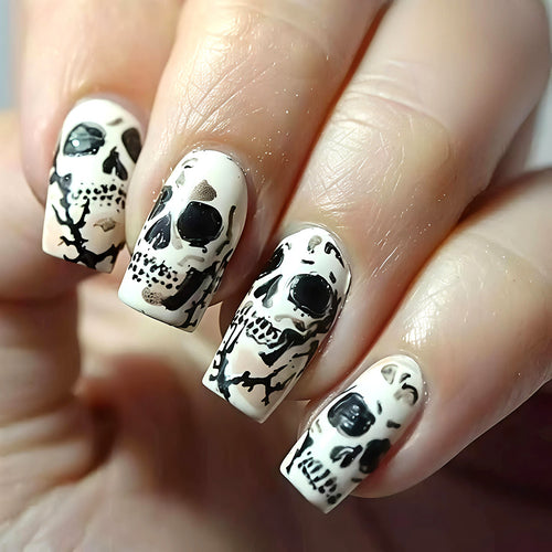 Creative artificial nails with lovingly detailed skull design Bowlift