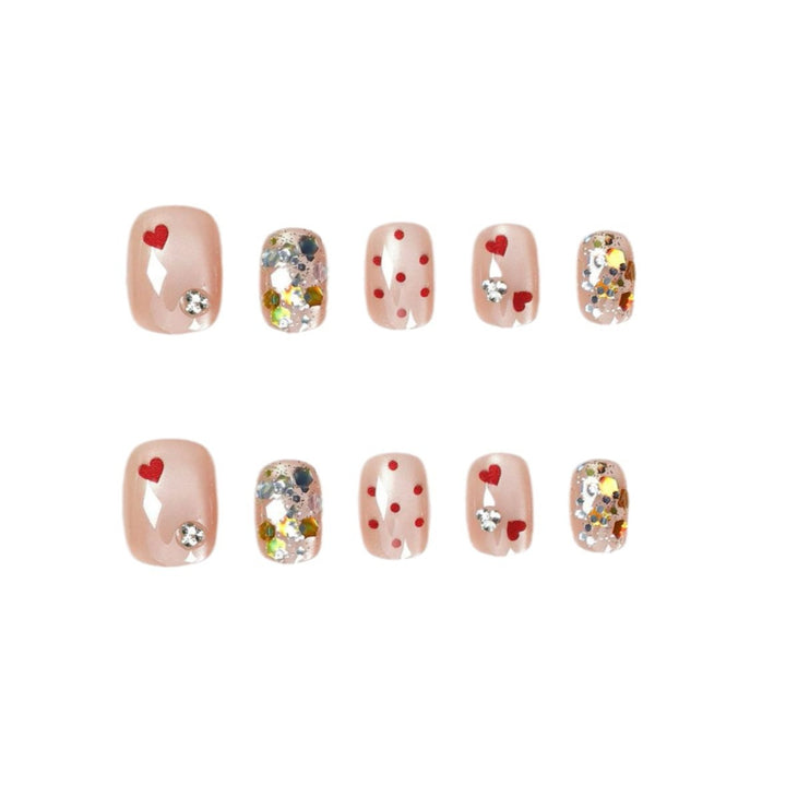 Artistic Heart-Themed Press-On Nail Set Bowlift