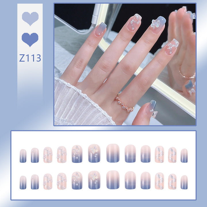 Acrylic nail set with sparkling glitter elements and appealing ombre design Bowlift