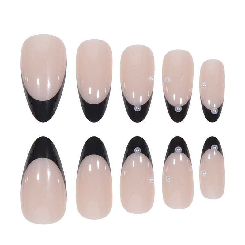 Elegant Stiletto Press-On Nail Art Set with Decorative Floral and Rhinestone Accents Bowlift
