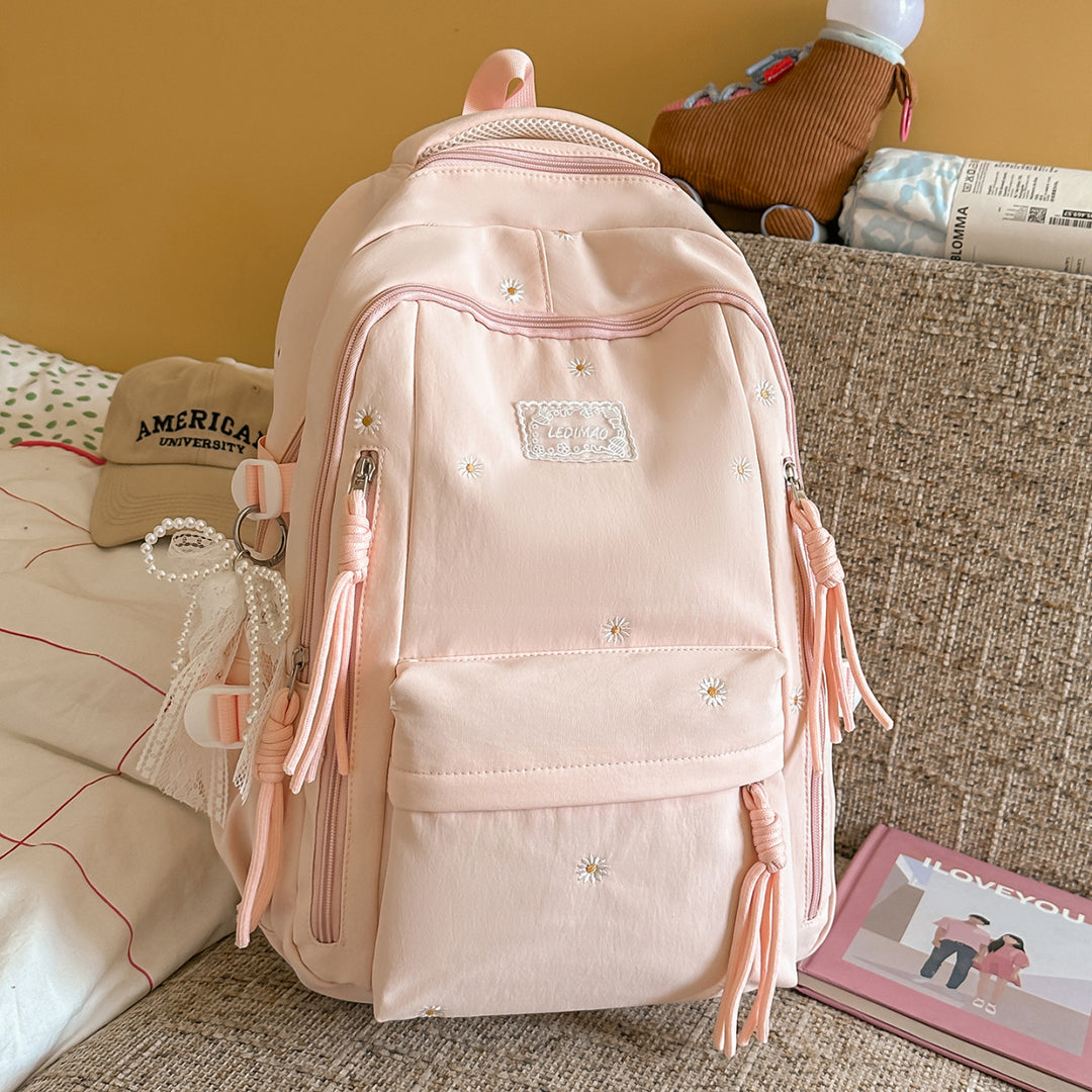 Fashionable Floral-Embellished Backpack