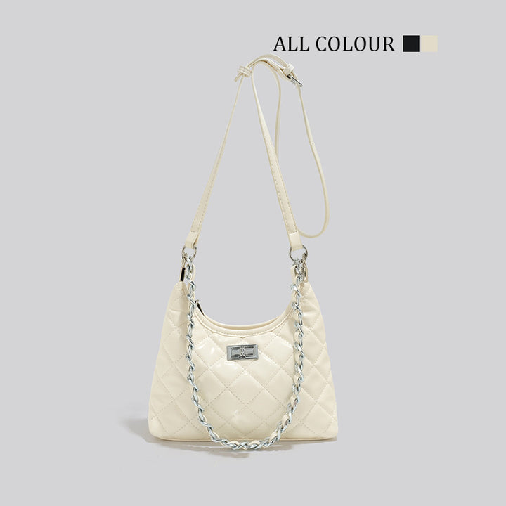 Quilted Chain-Handled Shoulder Bag Bowlift