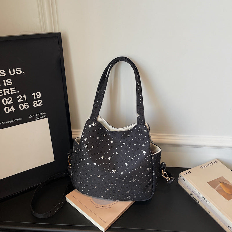 WoStar-Patterned Canvas Hobo Bag Bowlift