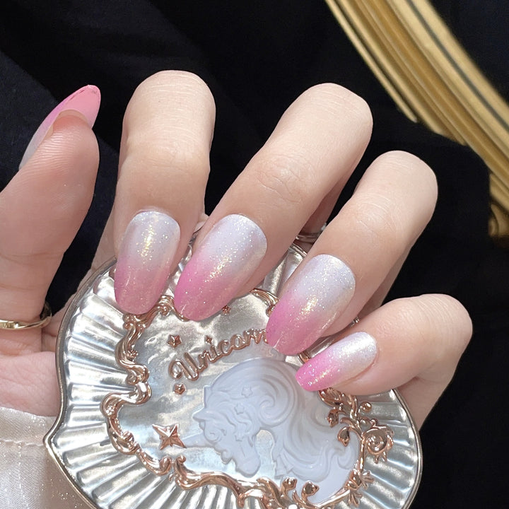 Artificial nails with glitter gradient and ombre effect Bowlift