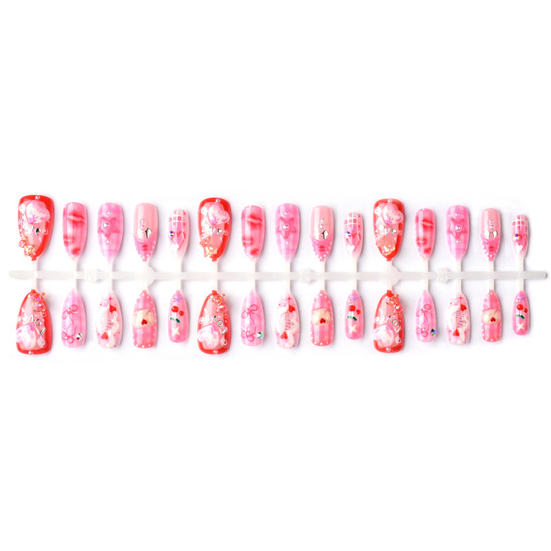 Decorative Heart-Themed Press-On Nail Set Bowlift