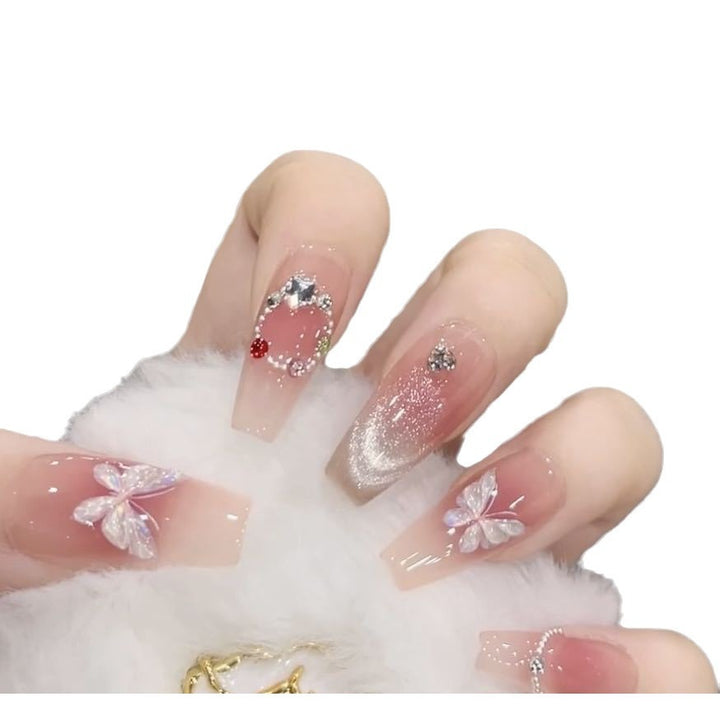 Artistic 3D Floral Press-On Nail Set Bowlift