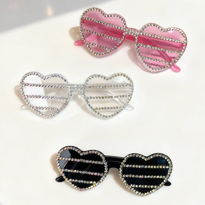 Decorative Rhinestone-Embellished Heart-Shaped Sunglasses Bowlift 1787141270