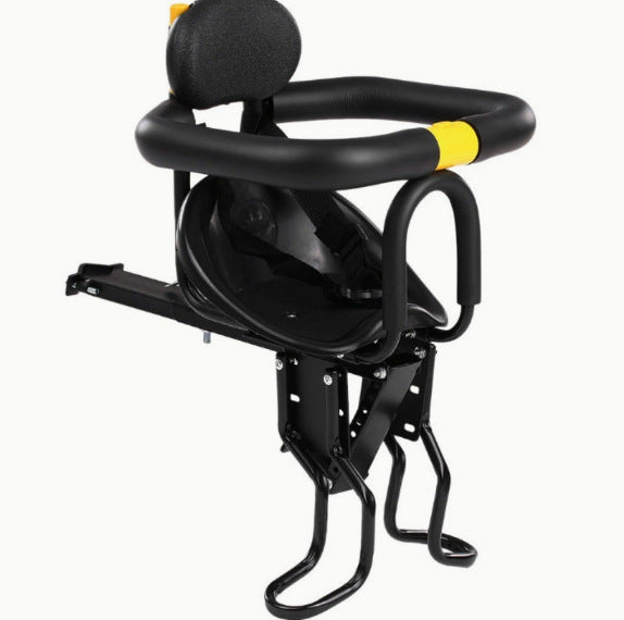child bike seat with padded safety bar adjustable footrests and supportive reclining backrest Bowlift