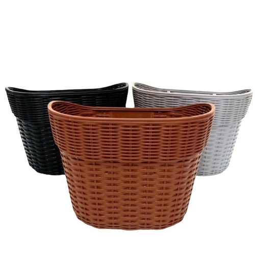 woven rattan style PVC bicycle front basket with quick release mounting Bowlift