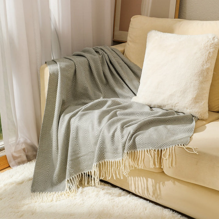 Textured Herringbone Throw Blanket