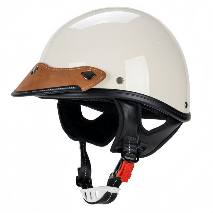 Classic Leather Motorcycle Helmet Bowlift