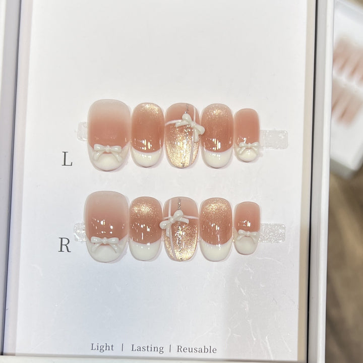 Elegant Reusable Press-On Nail Set Bowlift