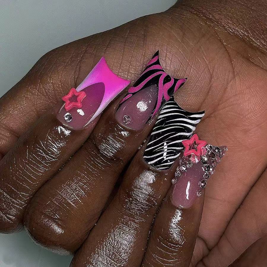 Artistic Glitter Nail Extensions Bowlift