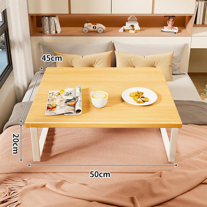 Portable Folding Overbed Lap Desk with Grain-Top and Foldable Metal Legs