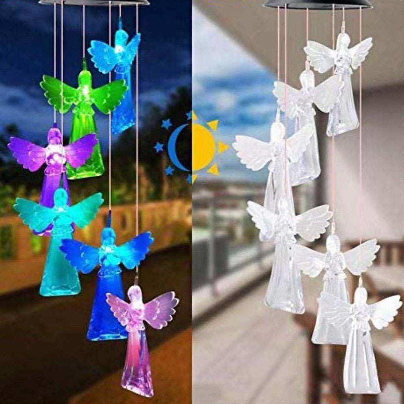 Solar-Powered Hanging Hummingbird LED Wind Chime With Color-Changing RGB Acrylic Birds And Weatherproof Top Bowlift