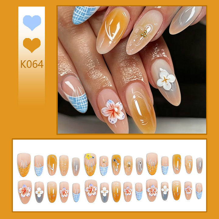 Acrylic nail set with aesthetic floral accents and gloss finish Bowlift