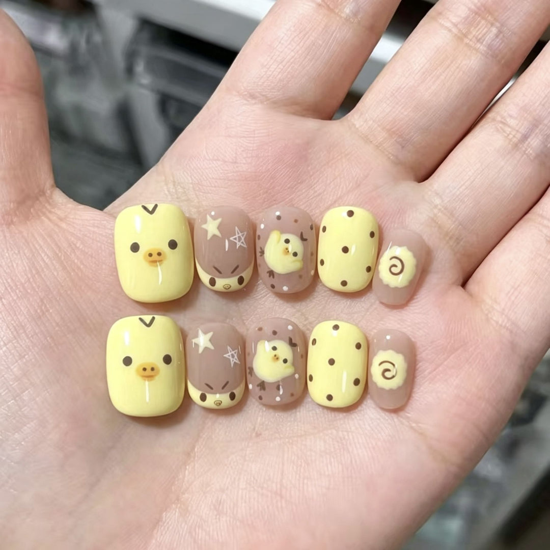 Artistic Cat-Themed Press-On Nail Art Set Bowlift