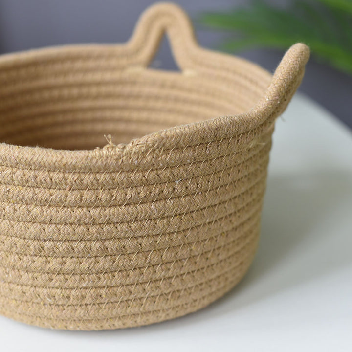 Cat-Eared Woven Storage Basket Bowlift