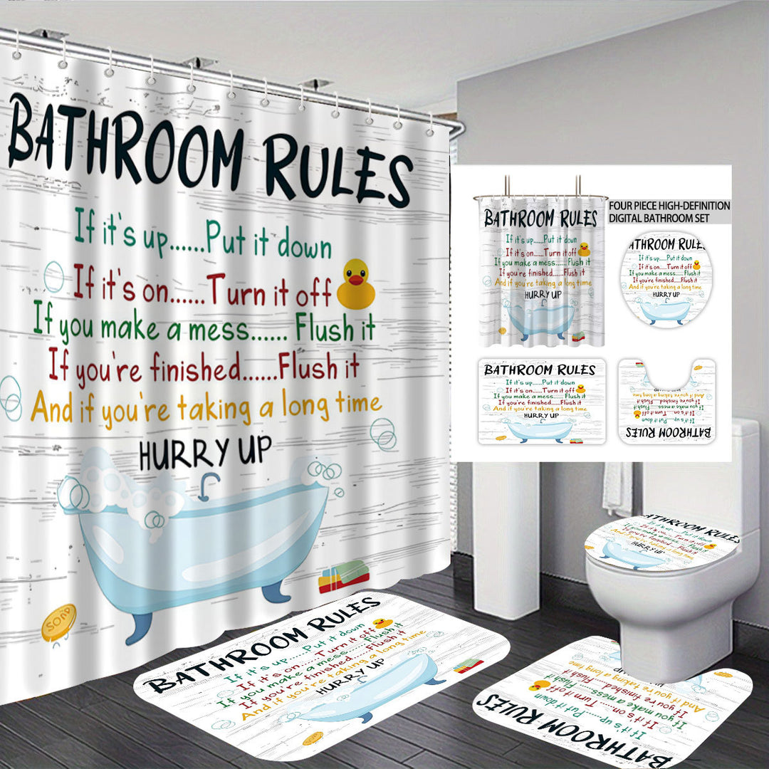 Bathroom Rules Digital Bathroom Décor Set Bowlift