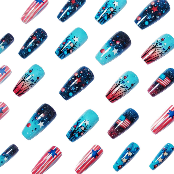 Artificial nails with creative galaxy and star patterns Bowlift