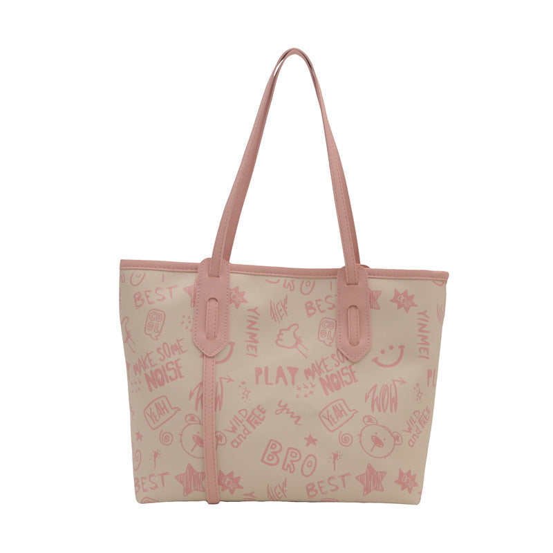 Playful Graphic Print Tote Bag