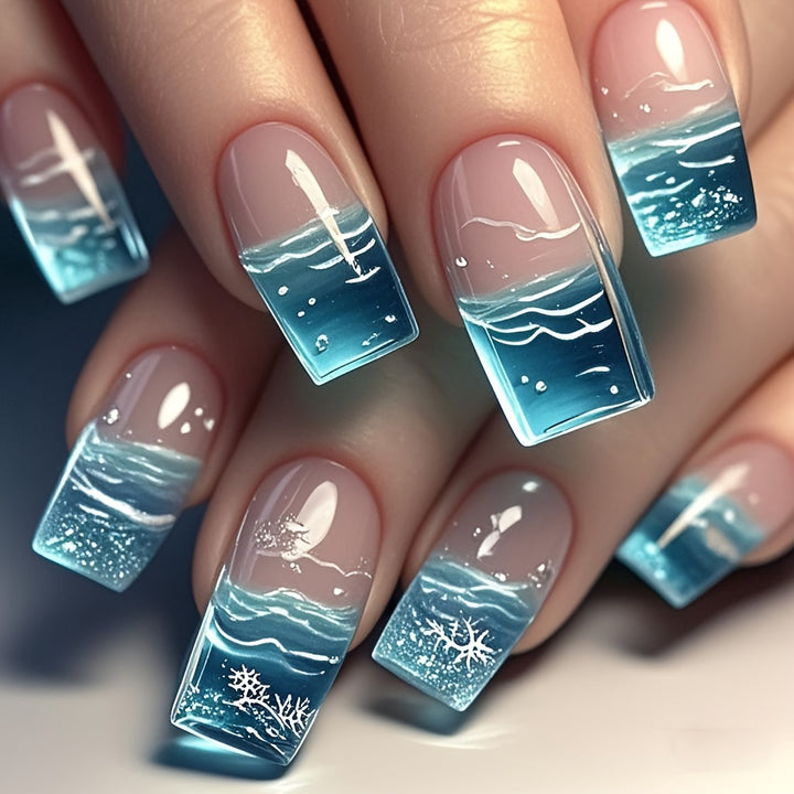 Nail art with creative ocean waves design Bowlift