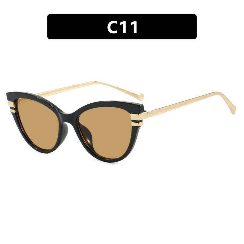 Ladies Cat-Eye Sunglasses with Elegant Metal Accents Bowlift