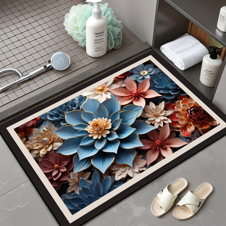 Floral Patterned Comfort Bath Mat Bowlift
