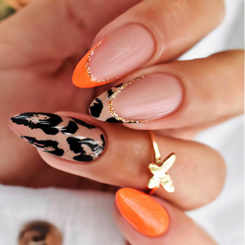 Creative Leopard Print Press-On Nails Bowlift