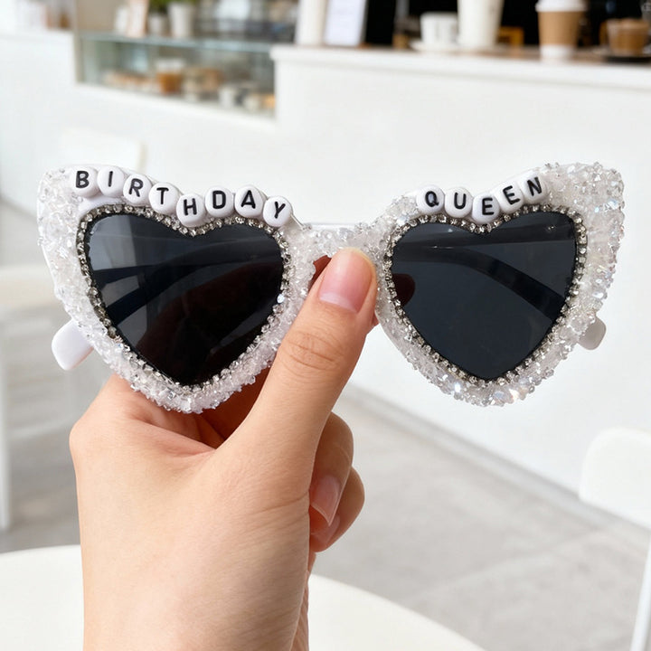 Rhinestone-Embellished Heart Sunglasses Bowlift