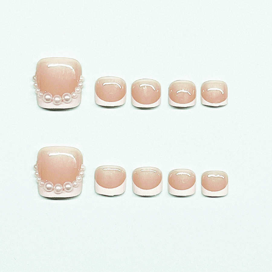 Artificial nail set for toenails with elegant tip decorations Bowlift