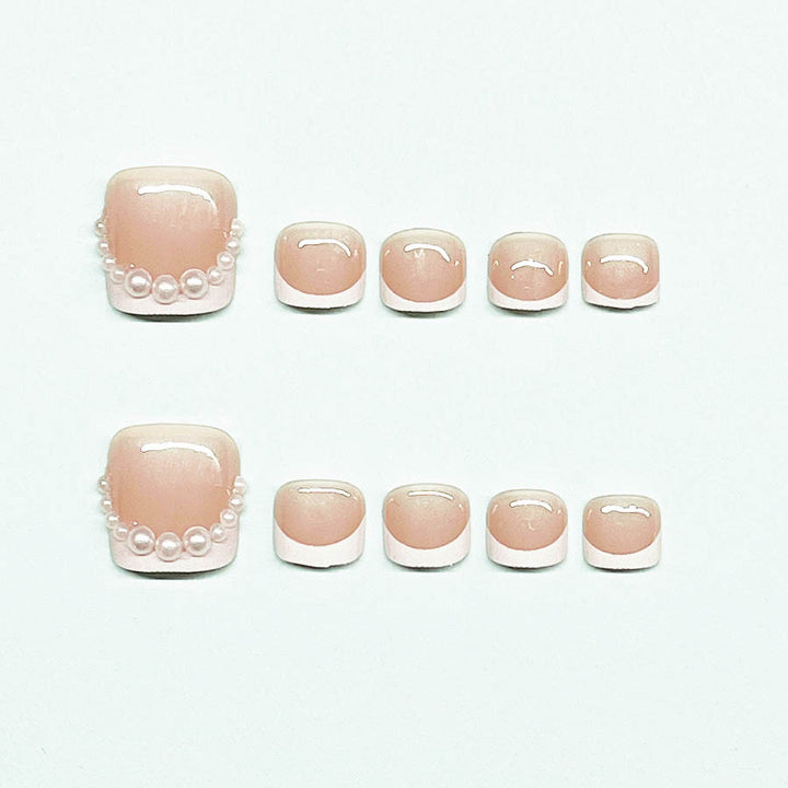 Artificial nail set for toenails with elegant tip decorations Bowlift