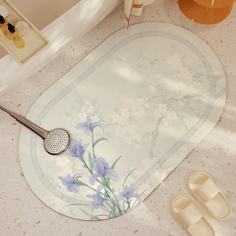 Decorative Floral Print Bath Mat Bowlift