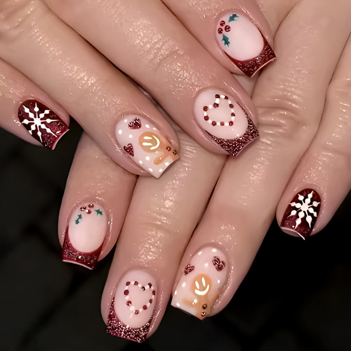 Decorative Holiday Press-On Nail Art Bowlift