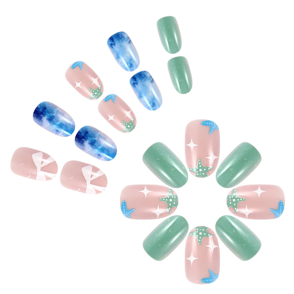 Artistic Ocean-Themed Press-On Nails Bowlift