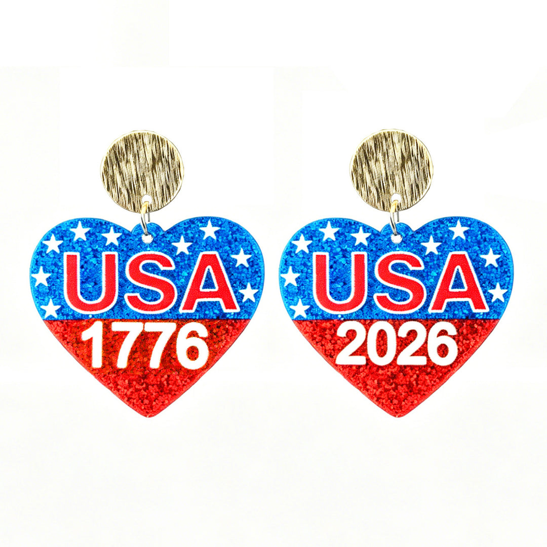 Ladies nan Statement bow earrings made of acrylic with glittering star stripe design and round studs Bowlift