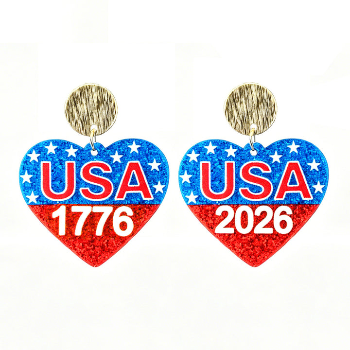 Ladies nan Statement bow earrings made of acrylic with glittering star stripe design and round studs Bowlift