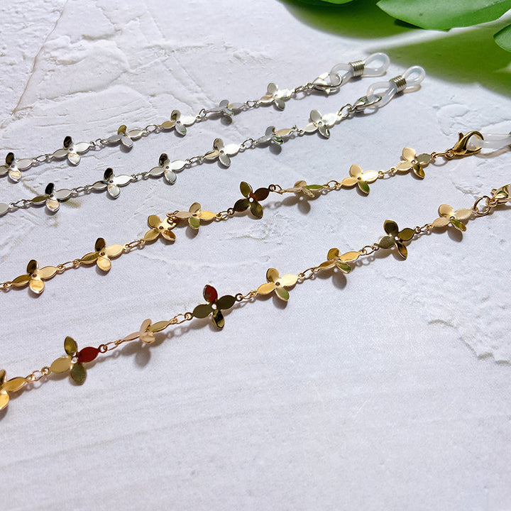 Fashionable glasses holder chain with filigree flower pendants Bowlift