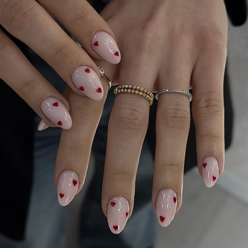 Heart-Designed Press-On Nail Set Bowlift
