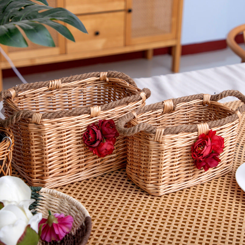 Basket with decorative flower decoration