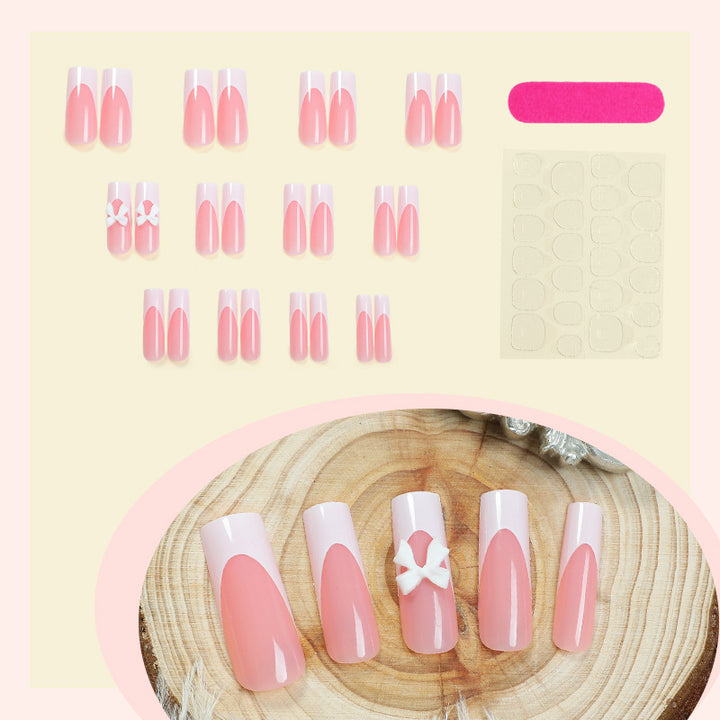 Elegant Press-On Nail Set with Decorative Bows Bowlift