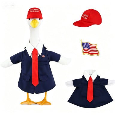 Unisex decorative fabric gander with patriotic costume and removable top hat Bowlift