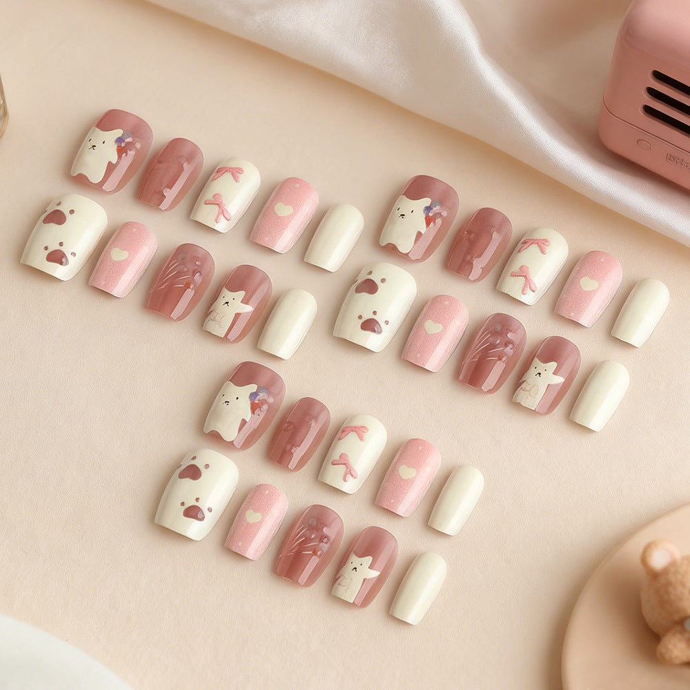 Creative Cat-Themed Press-On Nails Bowlift