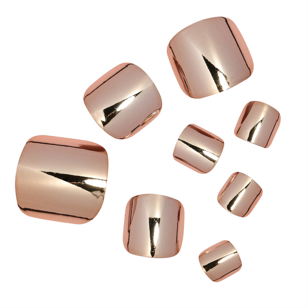 Metallic Press-On Toenail Set Bowlift