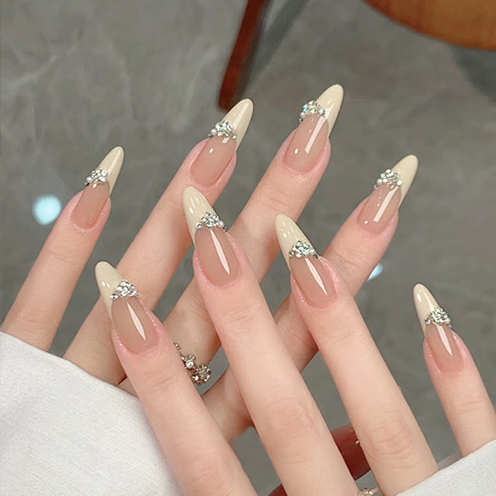 Acrylic nail set with elegant tips and sparkling appliqués Bowlift