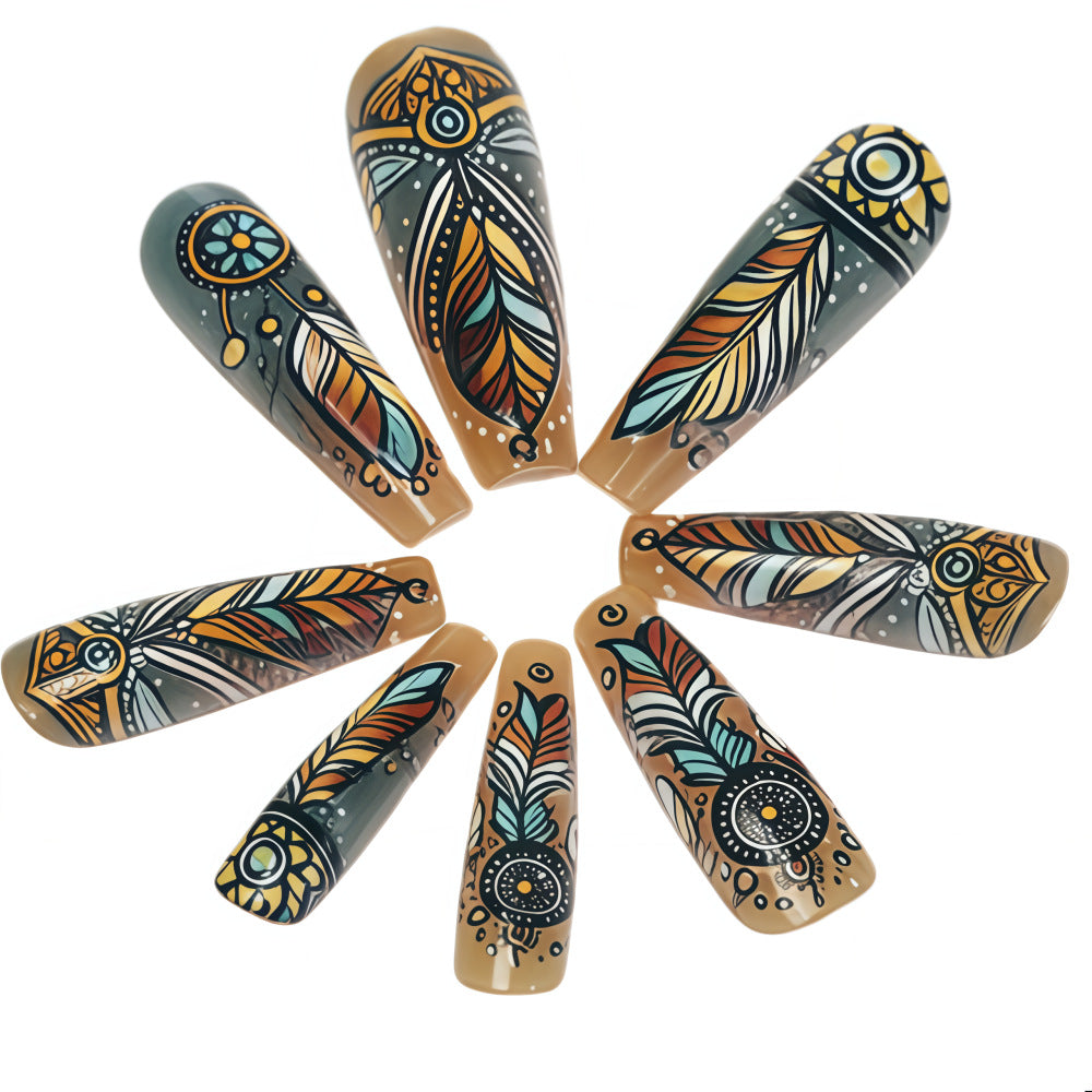 Creative feather design artificial nails Bowlift