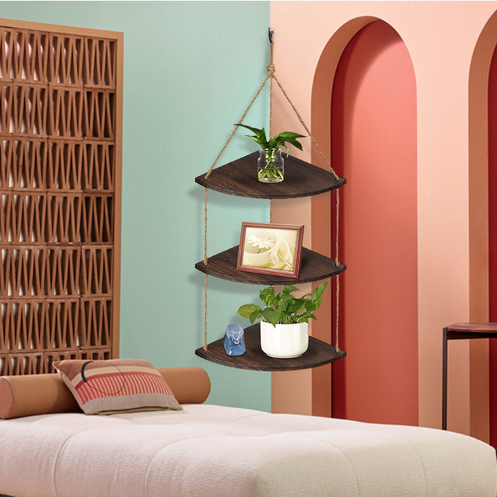 Multi-Tier Hanging Wood Shelf Organizer