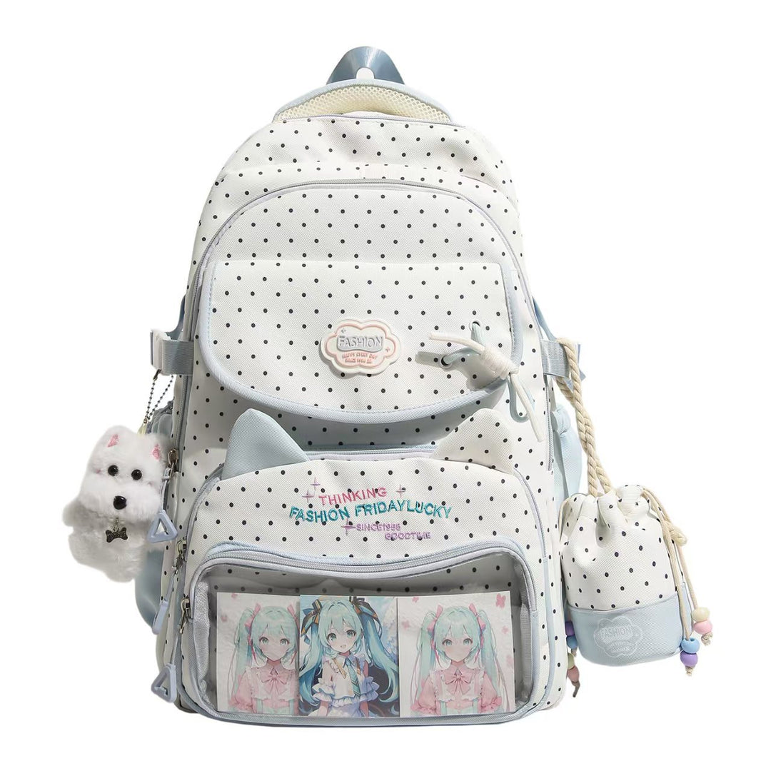 Playful Polka Dot Character Backpack Bowlift