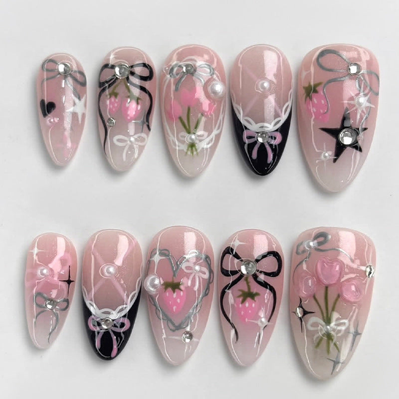 Creative nail art set with elegant bow and glitter designs Bowlift